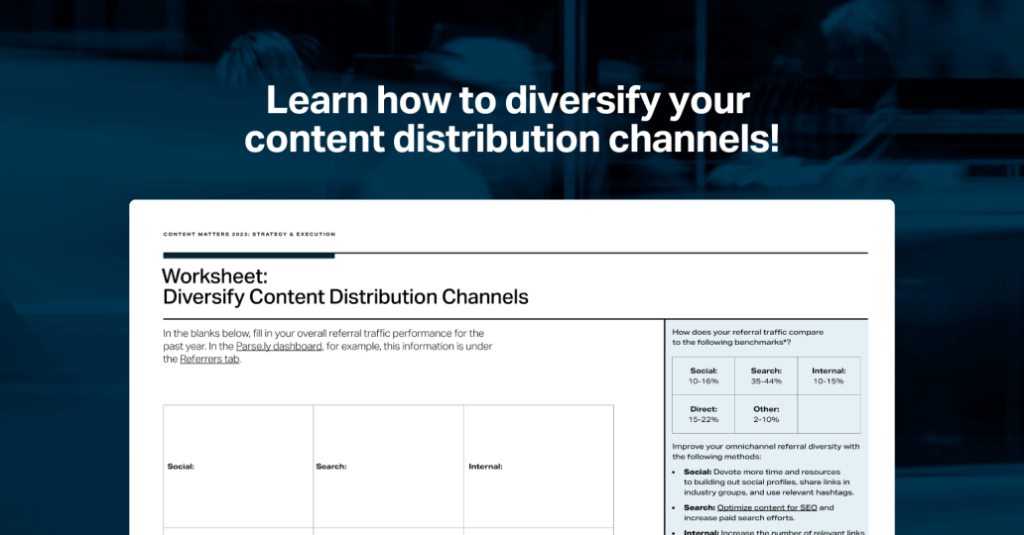 Worksheet on diversifying content distribution channels in a digital solution publishing workflow.