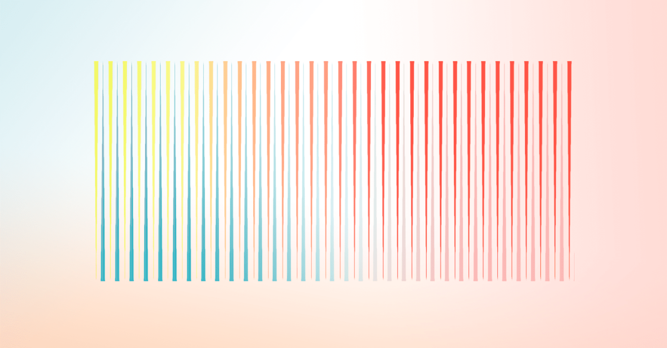 A series of rays in various colors criss crossing near each other as they fade into the background.