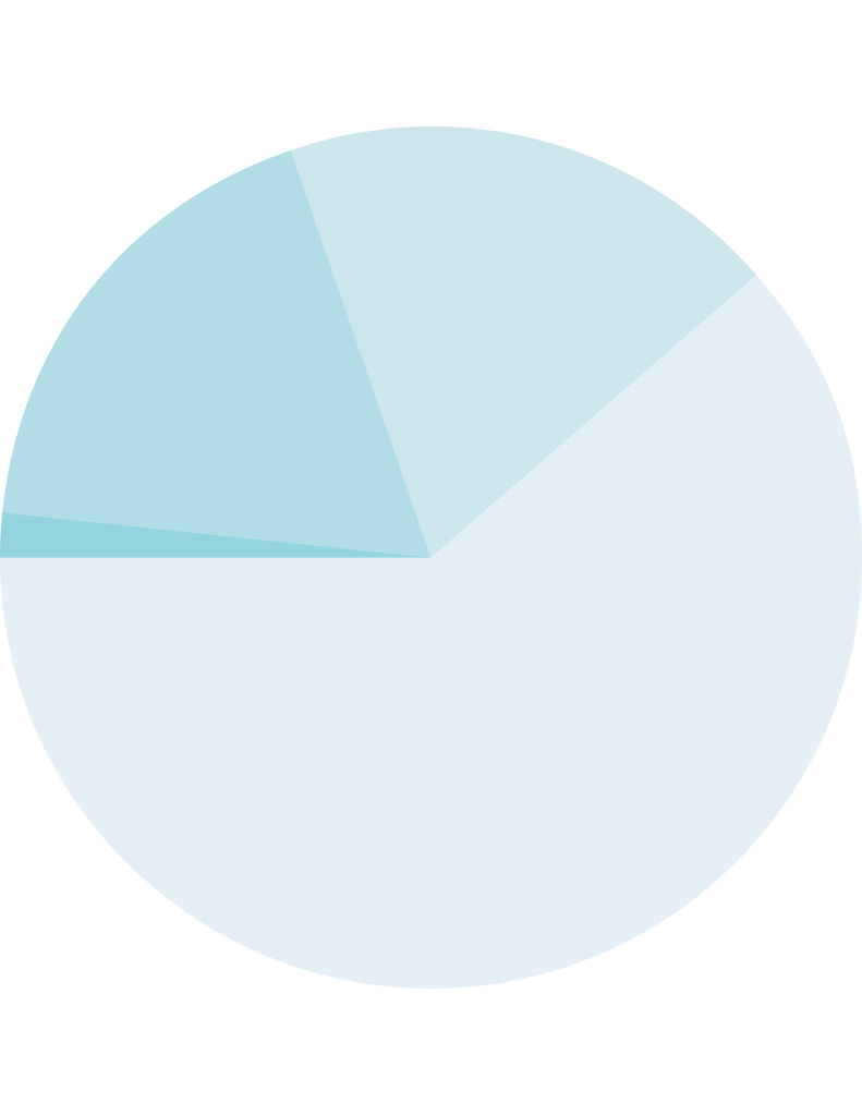 Analytics dashboard pie chart with four light blue segments, one dominant, representing digital solution content performance.