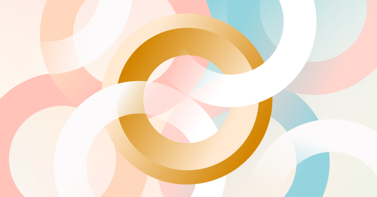 Abstract visualization of interconnected rings symbolizing digital solution analytics or integration.