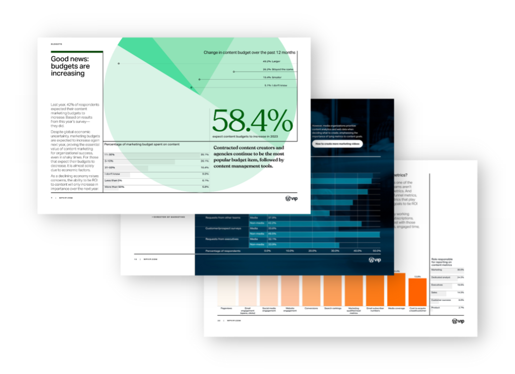 Stack of business analytics pages displaying charts and statistics for marketing budgets on a digital solution dashboard.