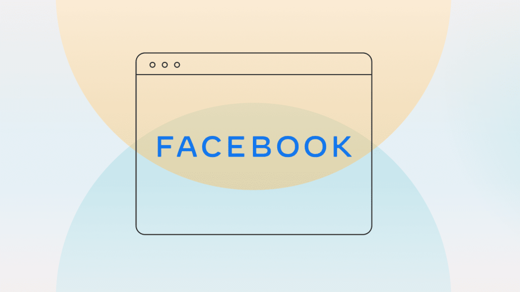 An illustration of a webpage tab with "Facebook" across the middle