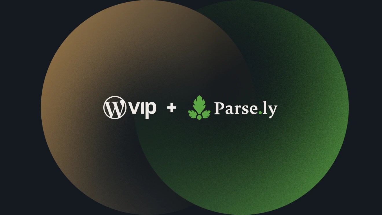 WordPress VIP and Parse.ly logos on two intersecting circle gradients.