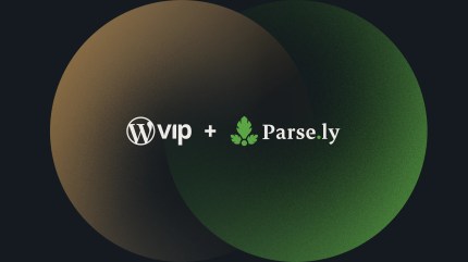 WordPress VIP and Parse.ly logos on two intersecting circle gradients.