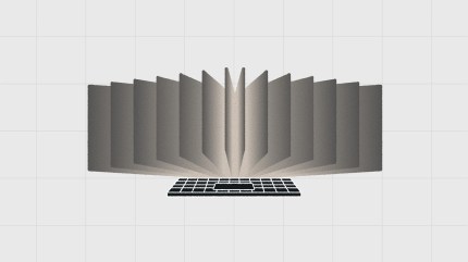 Illustration of a laptop with layered panels expanding outward like screens, representing headless WordPress for omnichannel content delivery across multiple devices.