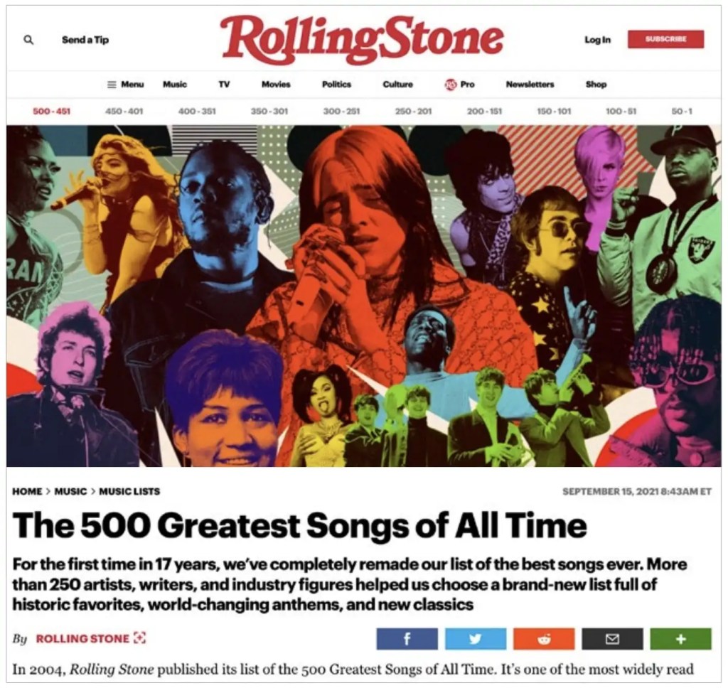 Rolling Stone cover displaying music legends and headline in a digital solution editorial publishing context.