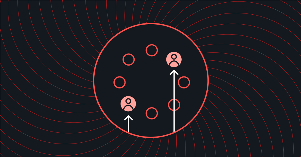 Two user icons with upward arrows in a dotted circle, representing digital solution workflow integration.