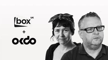 Webinar poster with BoxUK & OKdo logos along with Allie Brock & Adrian Goodman
