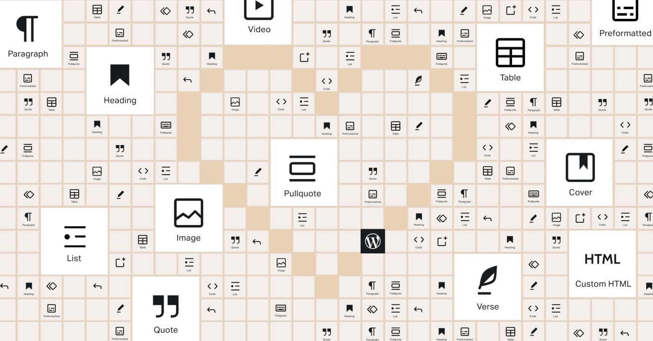 Content block icons grid for digital solution editorial workflows—paragraph, image, quote, video, and table options.