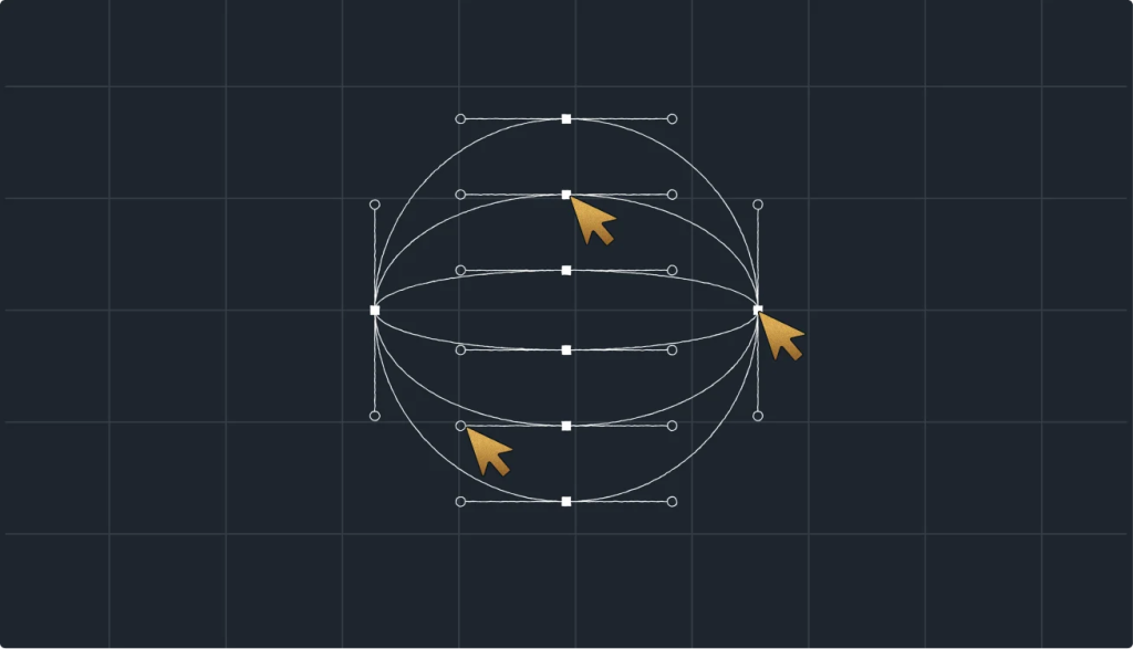 Globe-shaped wireframe being edited through vector controls, representing the flexibility and operational responsibility of self-managed cloud deployments.