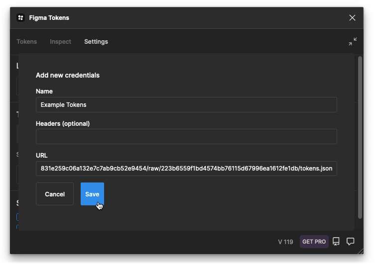 User saves integration settings by entering a token and URL for a digital solution editorial workflow.