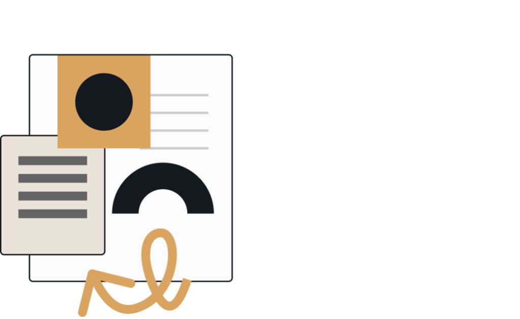 A collage of documents and graphic elements, symbolizing information or reports.