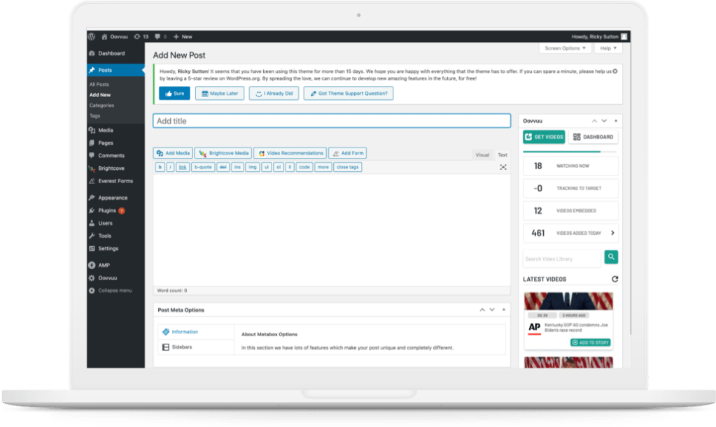 WordPress Add New Post editor interface for publishing content in the CMS dashboard.
