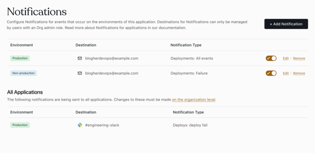 Screen shot showing the new Notifications section of the VIP dashboard.