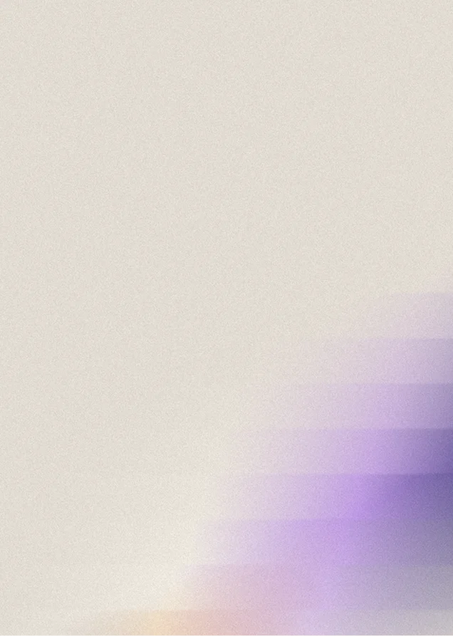 Beige background with soft, blurred purple and lavender gradient shapes in the lower right corner.
