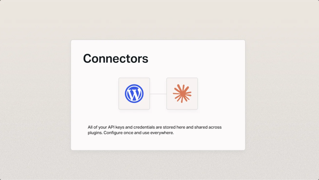 Interface displaying connected services within a connectors management panel.