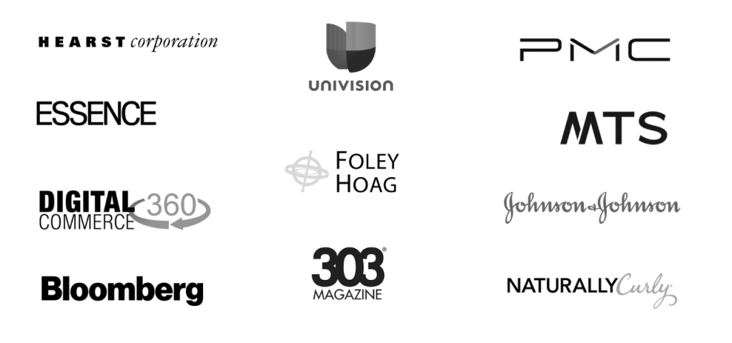 Collage of 12 company logos representing publishers and brands using a digital solution for content publishing.