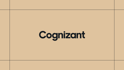 Cognizant logo on a gold background, framed by thin black lines.