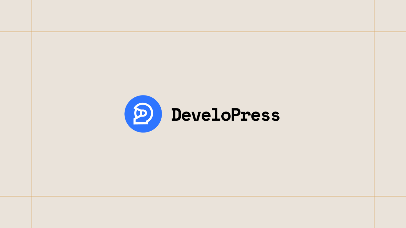 DeveloPress logo on a cream background, framed by thin gold lines.