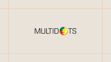 Multidots logo on a cream background, framed by thin gold lines.