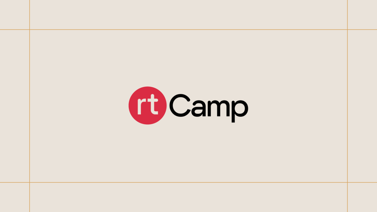 rtCamp logo on a cream background, framed by thin gold lines.
