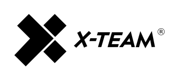 X-TEAM logo with three black diamond shapes forming an abstract X next to bold X-TEAM text.