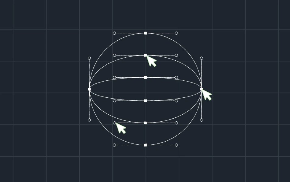 Globe-shaped wireframe being edited through vector controls, representing the flexibility and operational responsibility of self-managed cloud deployments.