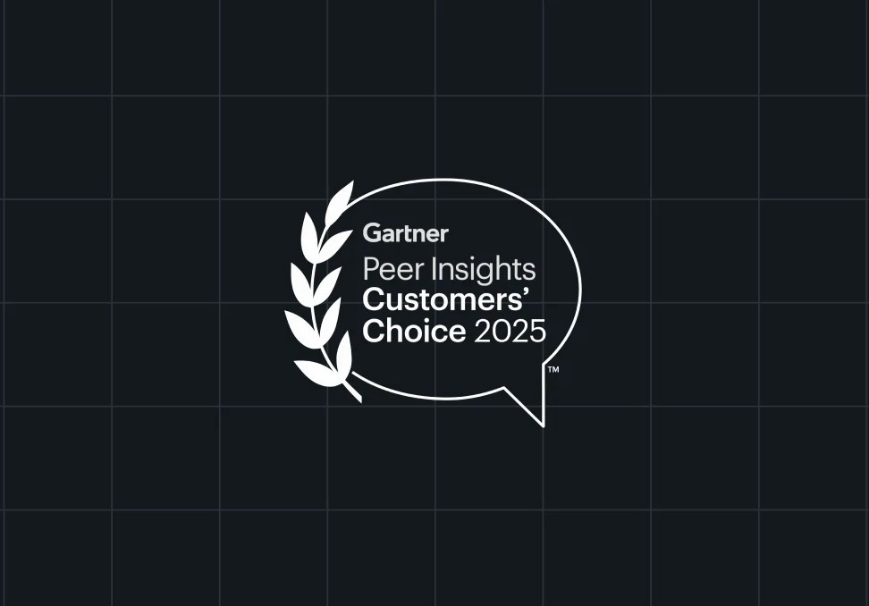 Gartner Peer Insights Customers’ Choice 2025 award badge displayed on a dark grid background.