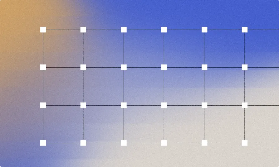 Grid of editable control points and guides on a blue gradient background, representing structured layouts and workflows for WordPress VIP for government.