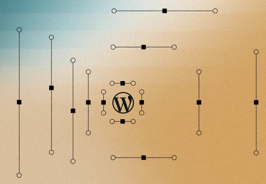 Abstract illustration of interconnected control points surrounding the WordPress logo, representing WordPress VIP strategic partners collaborating across the enterprise technology ecosystem.