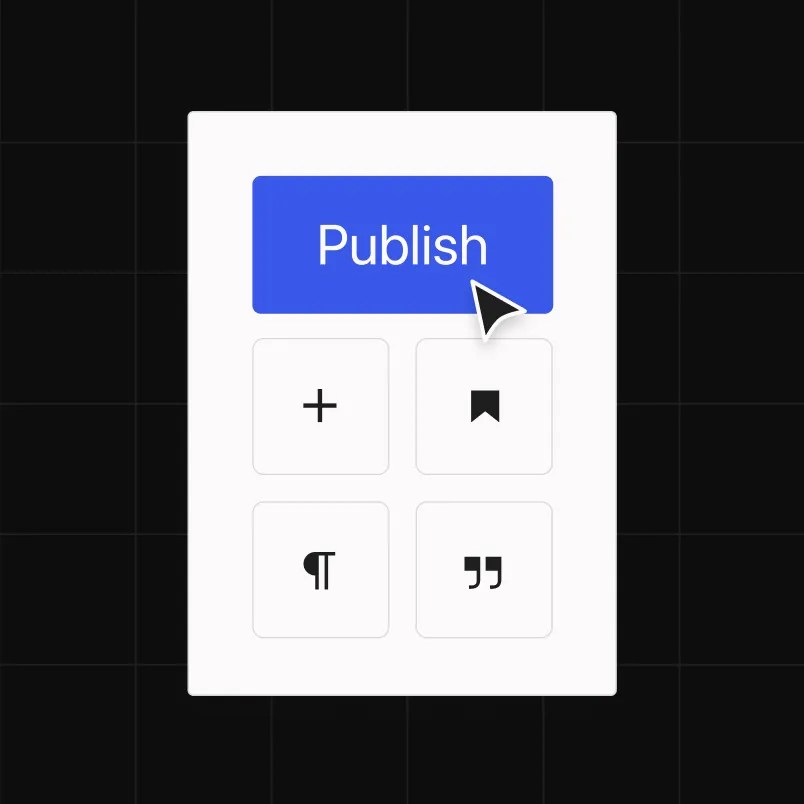 User interface showing a publish button alongside content editing tools.