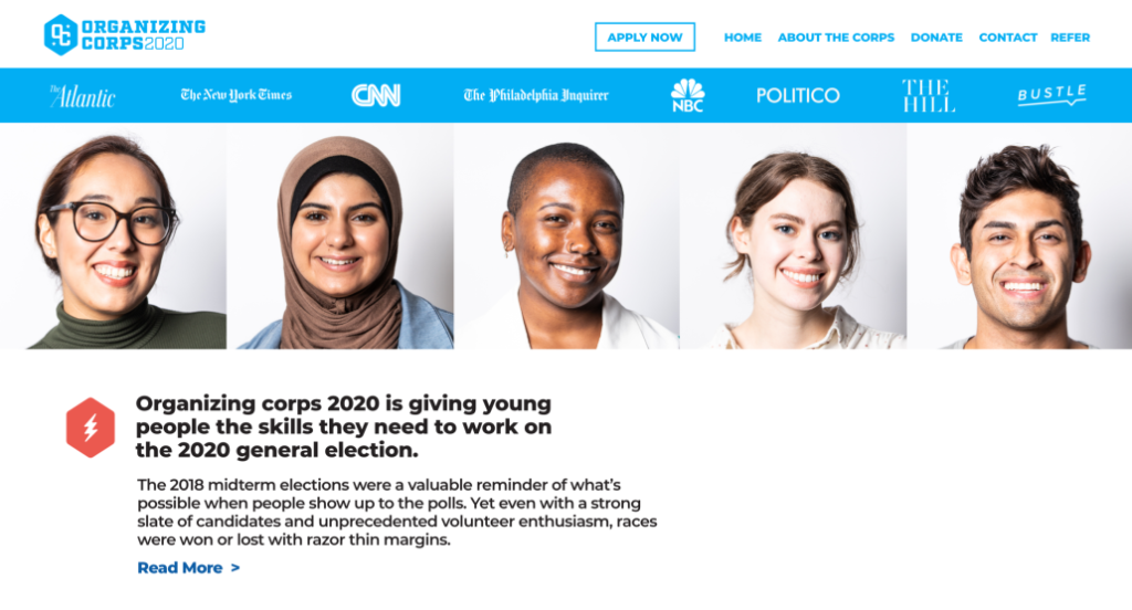 Organizing Corps 2020 website by VAST