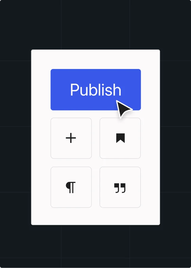 User interface showing a publish button alongside content editing tools.