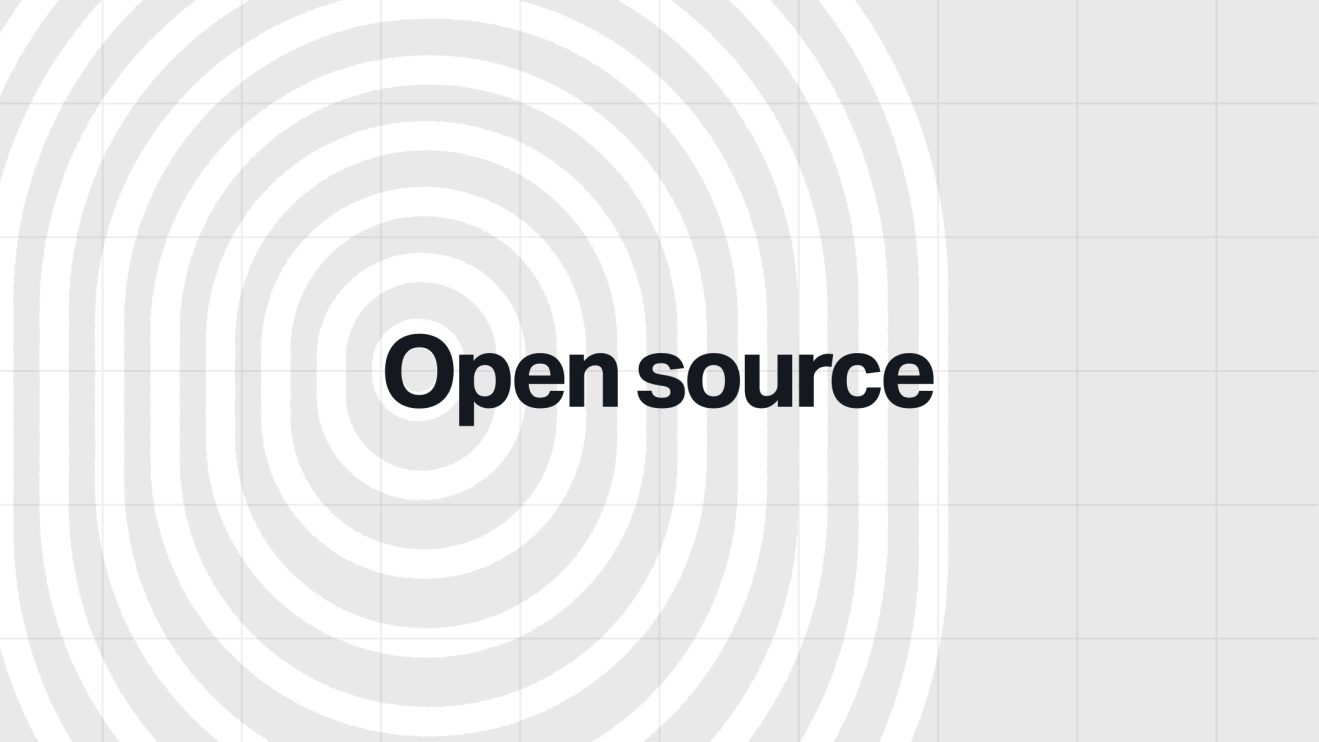 Text Open source enterprise CMS over concentric white circles on a light gray grid background.
