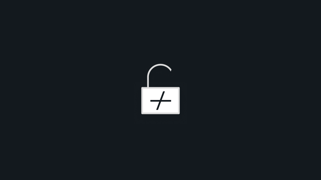 A white padlock icon with an open shackle and a plus-minus symbol on a dark background.