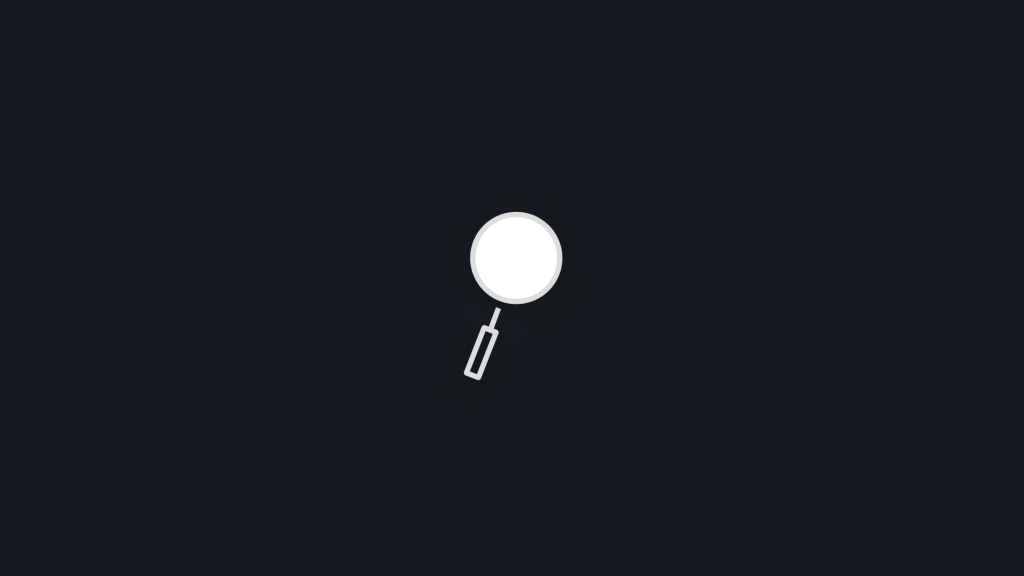 Simple white magnifying glass icon centered on a dark background.