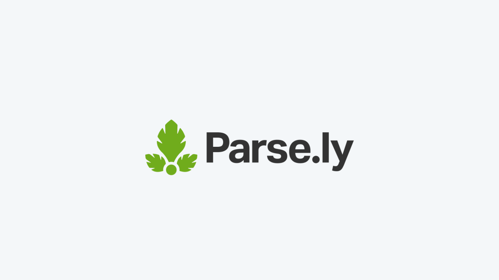 Parse.ly logo with a green leaf icon to the left of the brand name in black text on a light gray background.